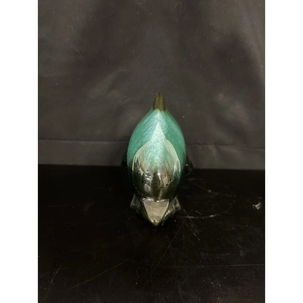 Ceramic Dark Teal Decorative Dolphin Figurine